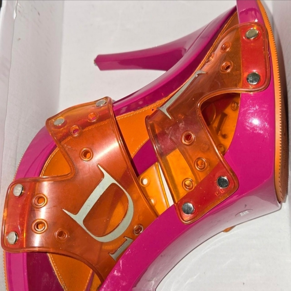 Dior orange and pink jelly mules size 39.5 - Picture 2 of 4